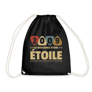 date de naissance 2009 / anniversaire année 2009 - Sac de sport léger - noir - Devant