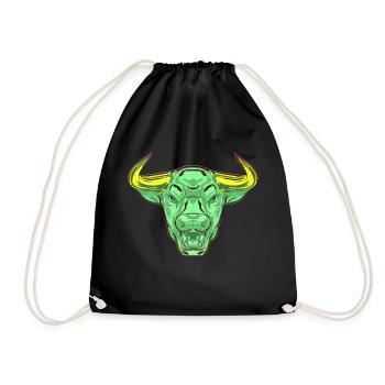 bull head cow black white cute red funny rancher bull - Drawstring Bag - black - Front