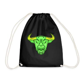 bull head cow black white cute red funny rancher bull - Drawstring Bag - black - Front
