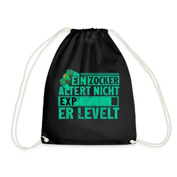 EIN ZOCKER ALTERT NICHT - ER LEVELT - Turnbeutel - Schwarz - Vorne