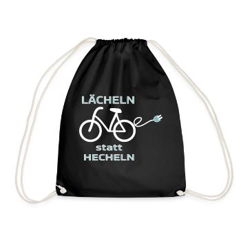 EBIKE Lächeln statt Hecheln - Turnbeutel - Schwarz - Vorne