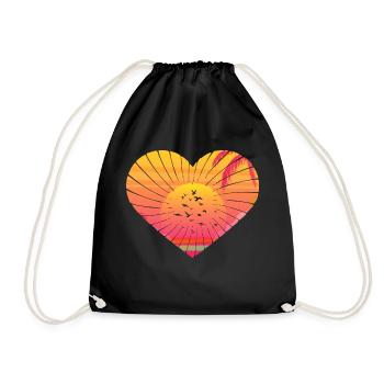 Abstract Tropical Valentine Artwork - Drawstring Bag - black - Front
