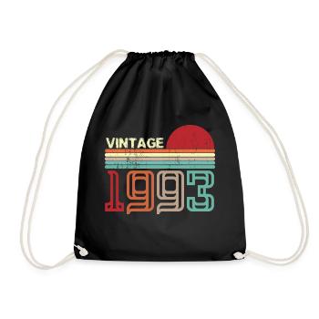 Vintage retro sunset 1993 birthday gift - Drawstring Bag - black - Front