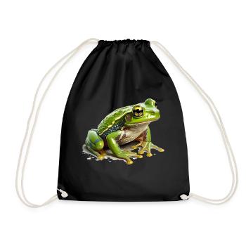 Grass frog waiting for rain for offspring - Drawstring Bag - black - Front