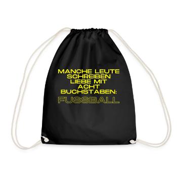 Liebe mit Acht Buchstaben: Fussball - Turnbeutel - Schwarz - Vorne