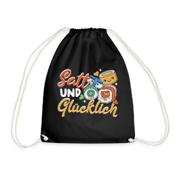 Sushi Essen Satt und Glücklich - Turnbeutel - Schwarz - Vorne