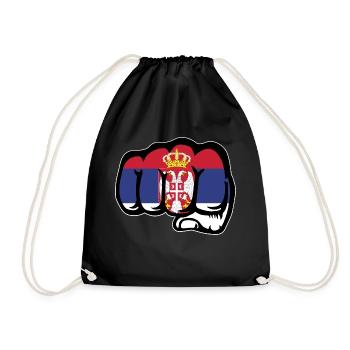 Serbia Flag Fist Symbol - Drawstring Bag - black - Front
