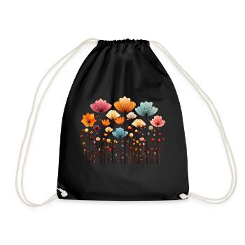 Bunte Mohn Blumen Natur Garten Frühling Sommer - Turnbeutel - Schwarz - Vorne