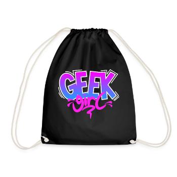 geek girl pink - Sac de sport léger - noir - Devant