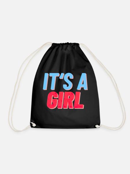 It's a Girl - It's a Girl's Birth Reveal - Drawstring Bag - black