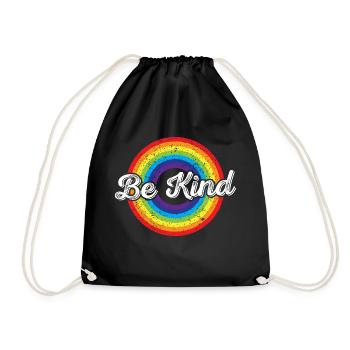 LGBTQ Be Kind Gay Pride LGBT Ally Rainbow Flag - Drawstring Bag - black - Front
