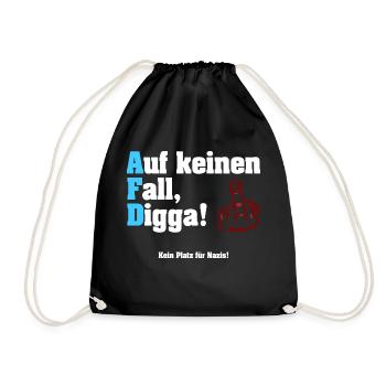 Auf keinen Fall Digga! - Anti-AfD - Turnbeutel - Schwarz - Vorne
