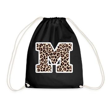 lettre M motif léopard -idée cadeau d’anniversaire - Sac de sport léger - noir - Devant