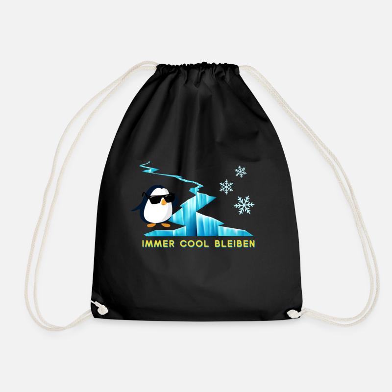 immer cool bleiben, der Pinguin auf dem Eis - Turnbeutel - Schwarz