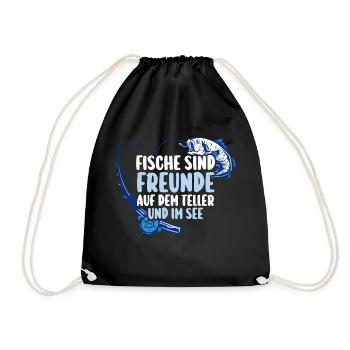 Angler Fishing Fishing Rod Fishing - Drawstring Bag - black - Front