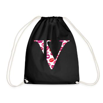 Lettre v bisous - Sac de sport léger - noir - Devant