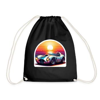 voiture vintage couché de soleil - Sac de sport léger - noir - Devant