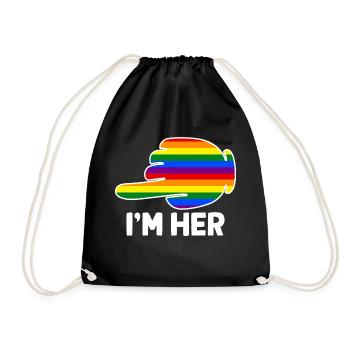 I'm Hers Rainbow Lesbian Couple Funny LGBT Pride - Drawstring Bag - black - Front