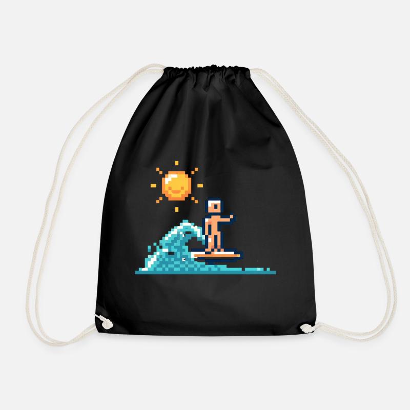 Pixel-Surfer - Turnbeutel - Schwarz