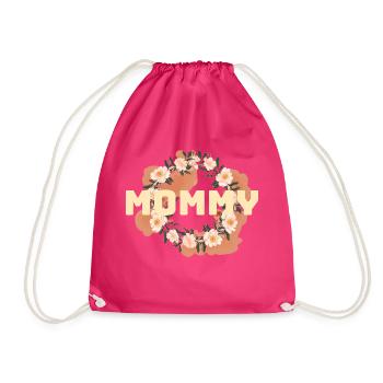 Mother's love in the sea of flowers - Drawstring Bag - fuchsia - Front