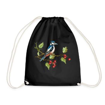 Bunter Vogel - Turnbeutel - Schwarz - Vorne