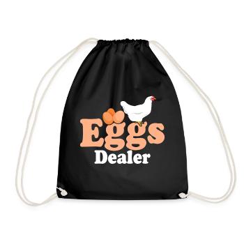 Eggs Dealer Chicken Farming Hen Rooster Farmer - Drawstring Bag - black - Front