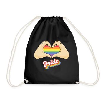 Gay Lesbian Pride Heart - LGBT Regenbogenflagge - Turnbeutel - Schwarz - Vorne