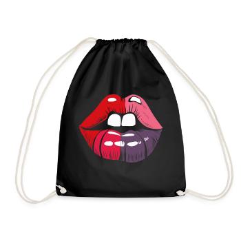 LIPPEN - Turnbeutel - Schwarz - Vorne