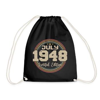 1948 Birthday July 1948 Gift July 1948 - Drawstring Bag - black - Front