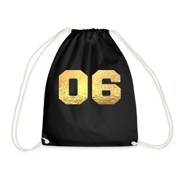 Number 6 Gold Glitter - 6th Anniversary - Drawstring Bag - black - Front