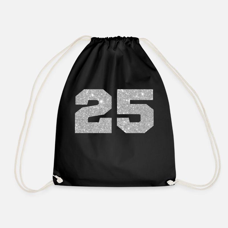 Nummer 25 Silberglitter - 25-jähriges Jubiläum - Turnbeutel - Schwarz