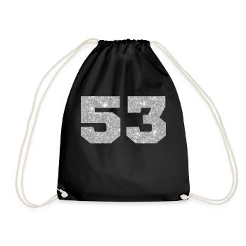 Nummer 53 Silberner Glitzer - 53. Jubiläum - Turnbeutel - Schwarz - Vorne