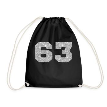 Numéro 63 paillettes argenté - 63e anniversaire - Sac de sport léger - noir - Devant