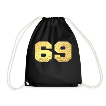 Nummer 69 Gold Glitter - 69. Jahrestag - Turnbeutel - Schwarz - Vorne