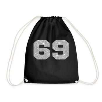Numéro 69 paillettes argenté - 69e anniversaire - Sac de sport léger - noir - Devant