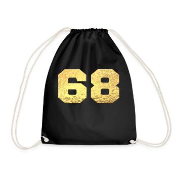Number 68 Gold Glitter - 68th Anniversary - Drawstring Bag - black - Front
