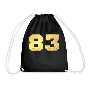 Number 83 Gold Glitter - 83rd Anniversary - Drawstring Bag - black - Front