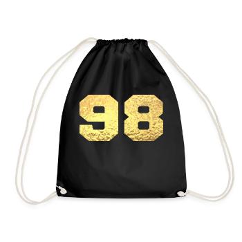 Number 98 Gold Glitter - 98th Anniversary - Drawstring Bag - black - Front
