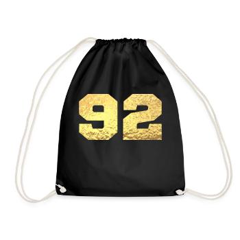 Numéro 92 paillettes doré - 92e anniversaire - Sac de sport léger - noir - Devant