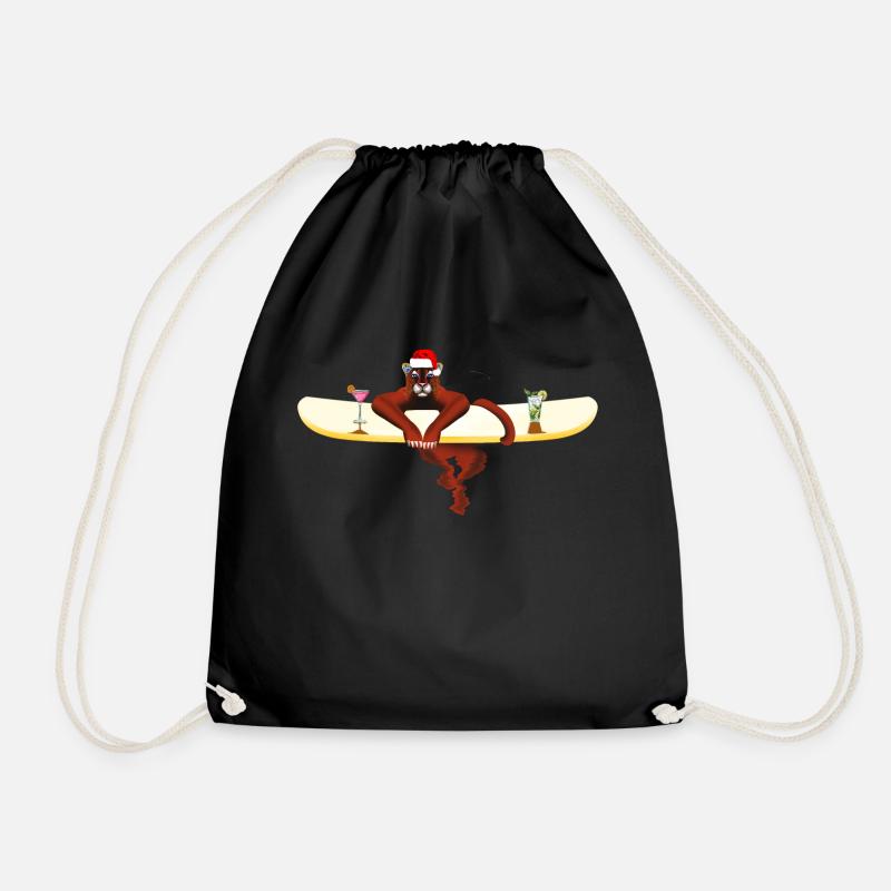 Chat sur une planche de surf - Sac de sport léger - noir
