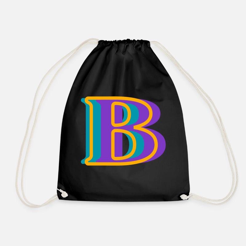 Mehrfarbiger Buchstabe b - originelle Geschenkidee - Turnbeutel - Schwarz
