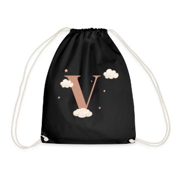Lettre v nuages étoiles - Sac de sport léger - noir - Devant