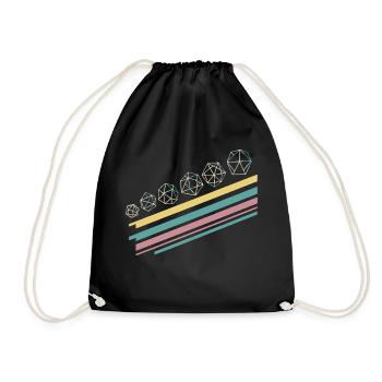 Retro Minimalist Polyhedral Dice Set Tabletop RPG - Drawstring Bag - black - Front
