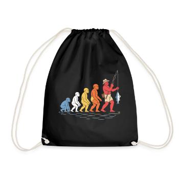 Evolution of the Funny Human Fisherman's Fishing - Drawstring Bag - black - Front