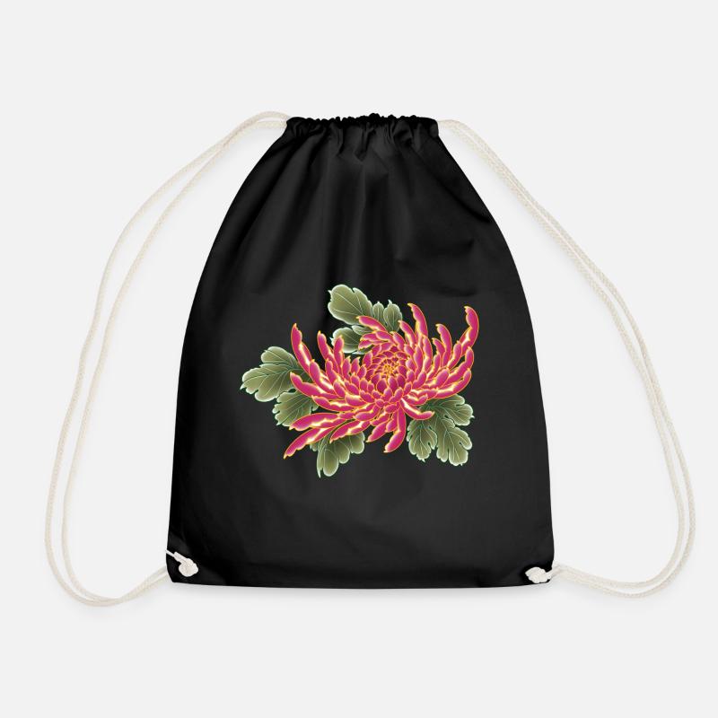 Chrysantheme - Turnbeutel - Schwarz