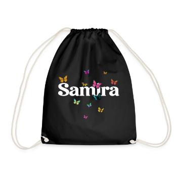 SAMIRA - Beau prénom de fille avec des papillons - Sac de sport léger - noir - Devant