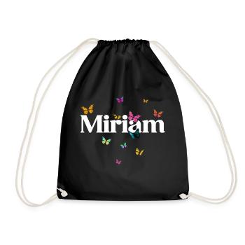 MIRIAM - Beautiful Girl Name with Butterflies - Drawstring Bag - black - Front