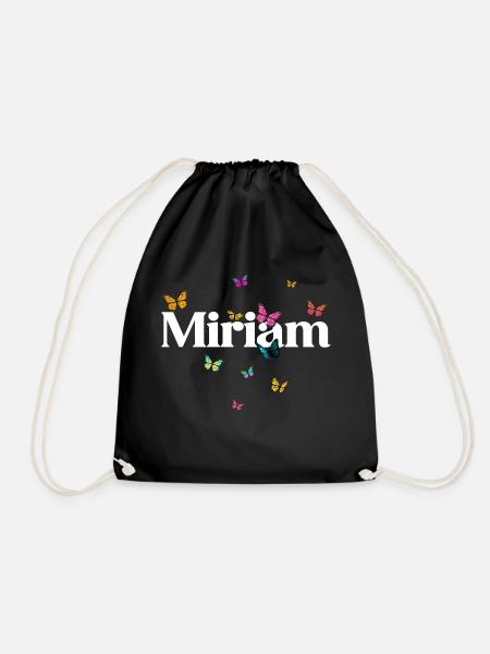 MIRIAM - Schöner Mädchen Name mit Schmetterlingen - Turnbeutel - Schwarz