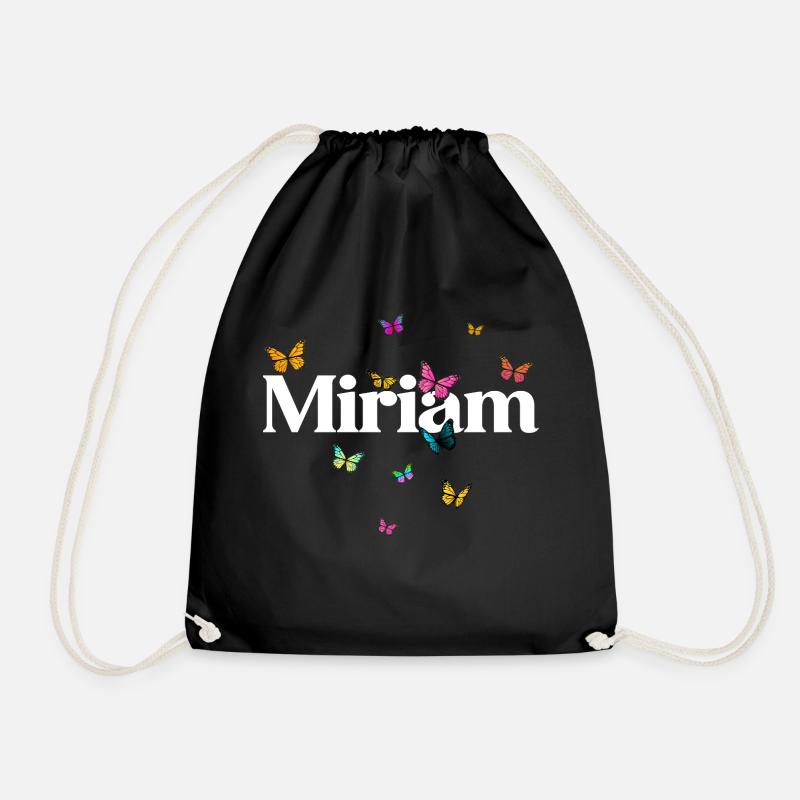 MIRIAM - Schöner Mädchen Name mit Schmetterlingen - Turnbeutel - Schwarz