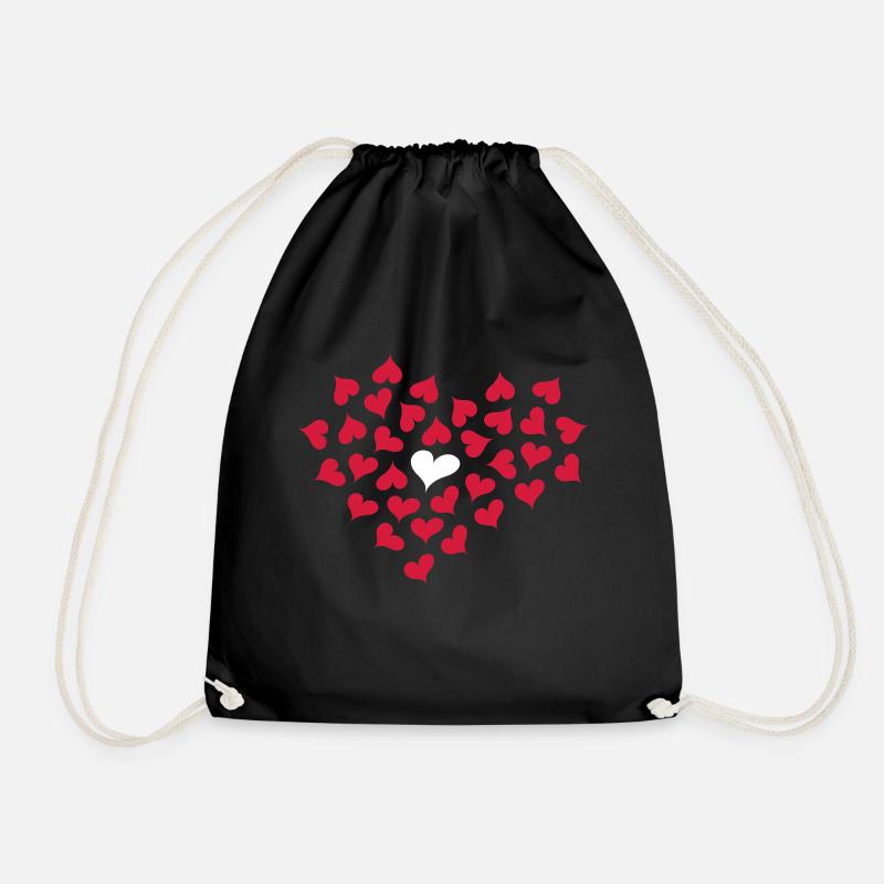 Hearts in Heart - Drawstring Bag - black